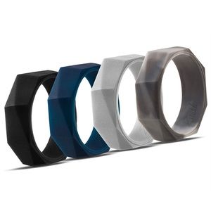 NEW 4 Men’s Silicone Ring Band Size 9 Zitahli Wedding Bands Black Silver Blue